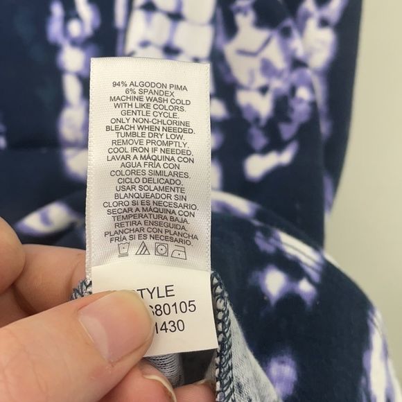 Ellen Tracy Blue & White Tye Dye T-Shirt Dress Size Small - Picture 8 of 12